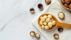 A one-ounce daily serving of macadamia nuts, part of the macadamia nuts benefits portion guide